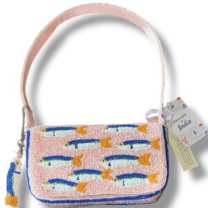 NWT VIRAL Beaded Sardine Mini Shoulder Bag | Handmade in India Coastal Clutch